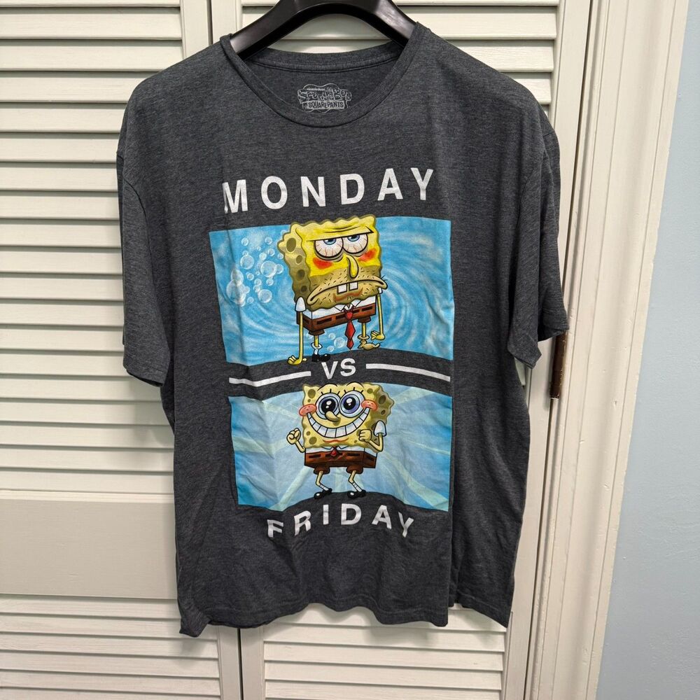 SpongeBob SquarePants Monday vs Friday Graphic T-Shirt – Size XL